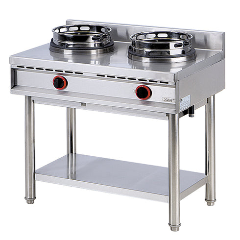 Plan De Cuisson Wok à Gaz Avec Étagère, 2 Brûleurs, AHA0018